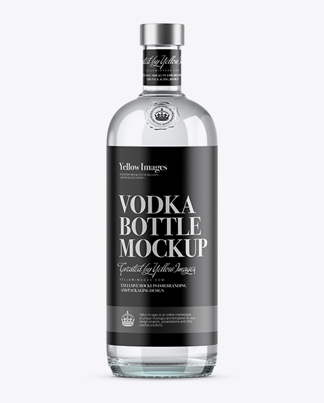 1L Clear Glass Vodka Bottle Mockup