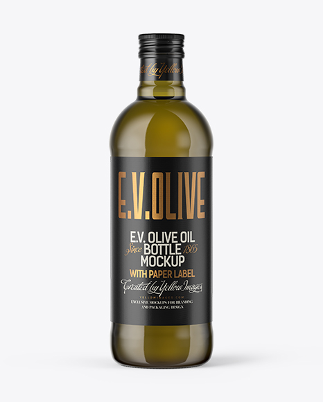 750ml Antique Green Glass Bottle with Olive Oil Mockup