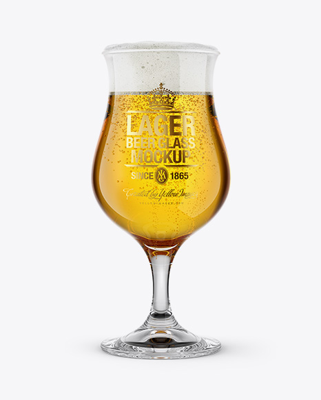 Tulip Glass With Lager Beer Mockup