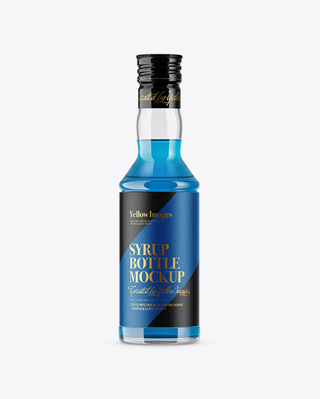 Clear Glass Blue Syrup Bottle Mockup