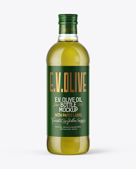 750ml Clear Glass Olive Oil Bottle Mockup