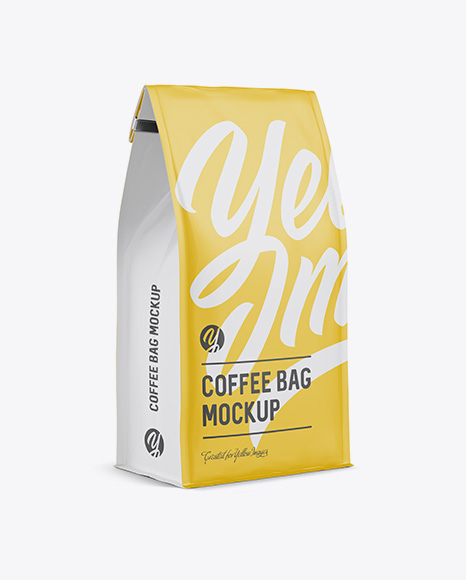 Matte Coffee Bag w/ a Tin-Tie Mockup - Halfside View