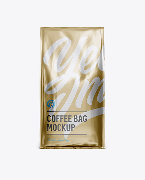 Metallic Coffee Bag Mockup - Front View