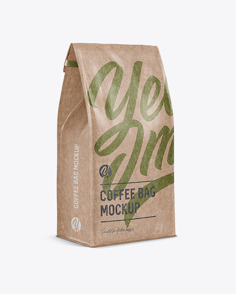 Kraft Paper Coffee Bag w/ a Tin-Tie Mockup - Halfside View