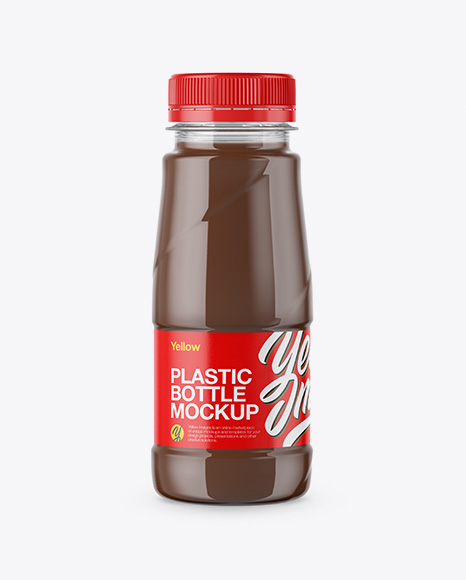 200ml Plastic Bottle with Chocolate Cocktail Mockup