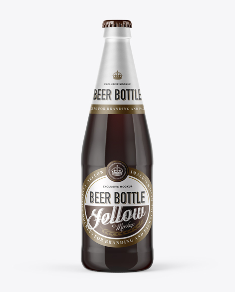 568ml Amber Glass Bottle with Red Ale Mockup