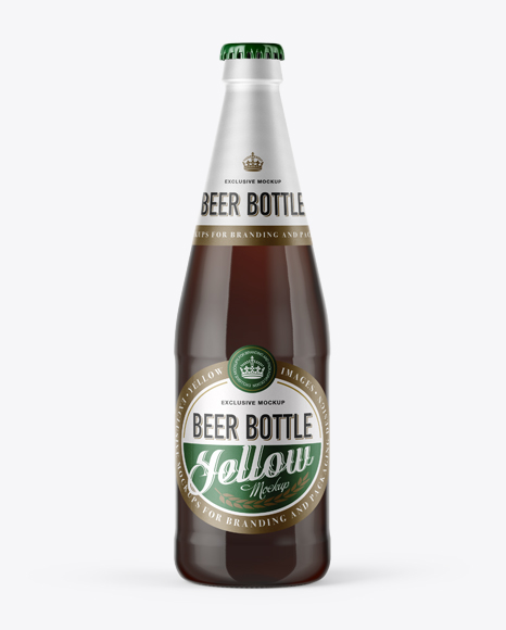 568ml Flint Glass Bottle with Brown Ale Mockup