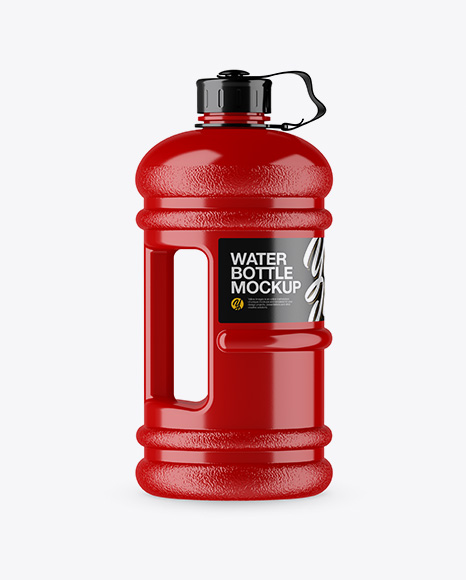 Glossy 2.2l Gym Water Bottle Mockup - Side View