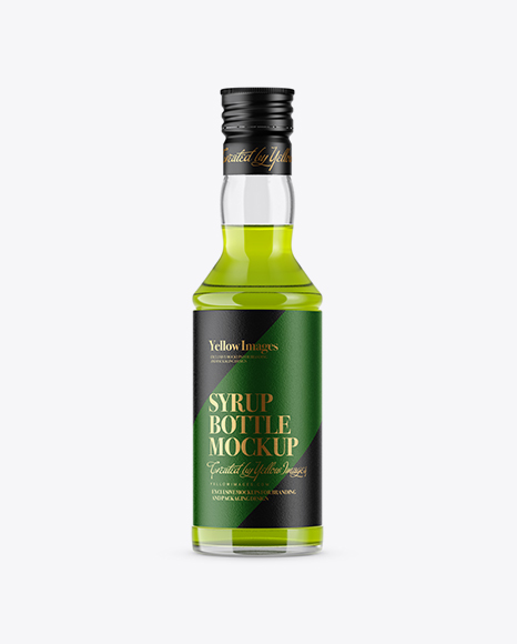 Clear Glass Lime Syrup Bottle Mockup