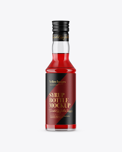 Clear Glass Red Syrup Bottle Mockup