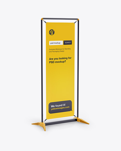 Glossy Vinyl Stand-Up Banner in Frame Mockup - Half Side View