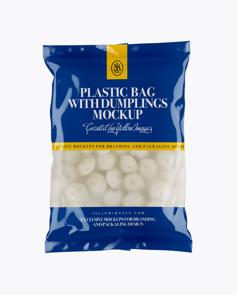 Frosted Plastic Bag With Dumplings & Glossy Finish Mockup