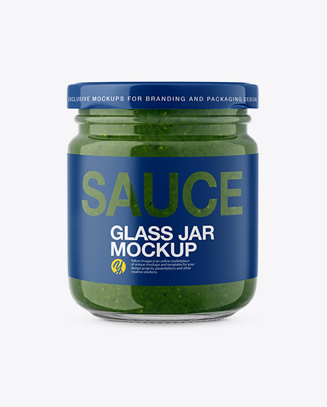 Glass Jar with Pesto Sauce Mockup - Front View
