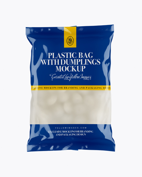 Matte Plastic Bag With Dumplings & Glossy Finish Mockup