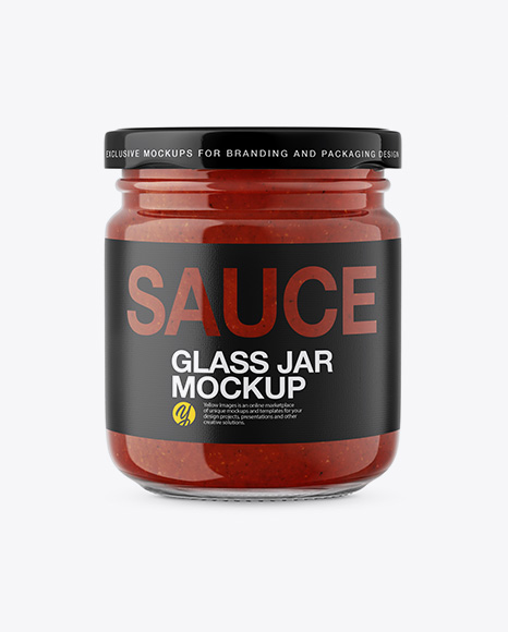 Glass Jar with Tomato Sauce Mockup - Front View