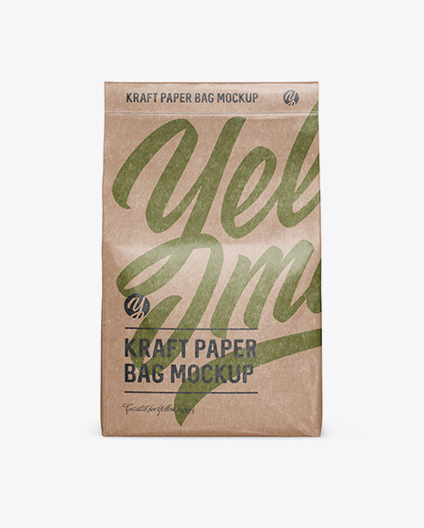 Stitched Kraft Paper Bag Mockup - Front View