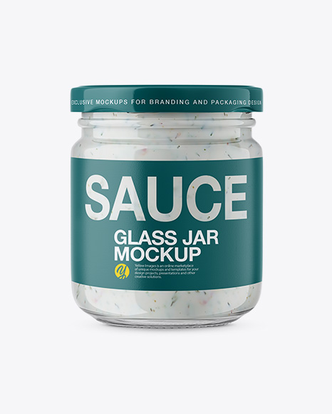 Glass Jar with Tartar Sauce Mockup - Front View