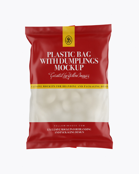 Frosted Plastic Bag With Dumplings & Matte Finish Mockup