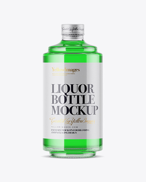 Glass Bottle W/ Liquor Mockup