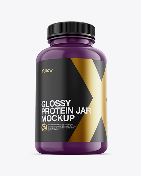 Glossy Plastic Protein Jar Mockup - Hero Shot