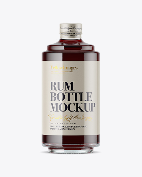 Glass Bottle W/ Black Rum Mockup