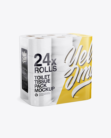 24x Toilet Tissue Pack Mockup - Half Side View