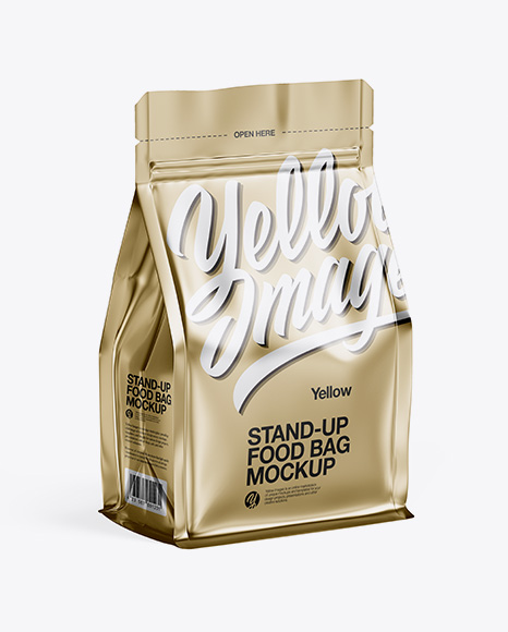 Metallic Food Bag Mockup - Half Side View