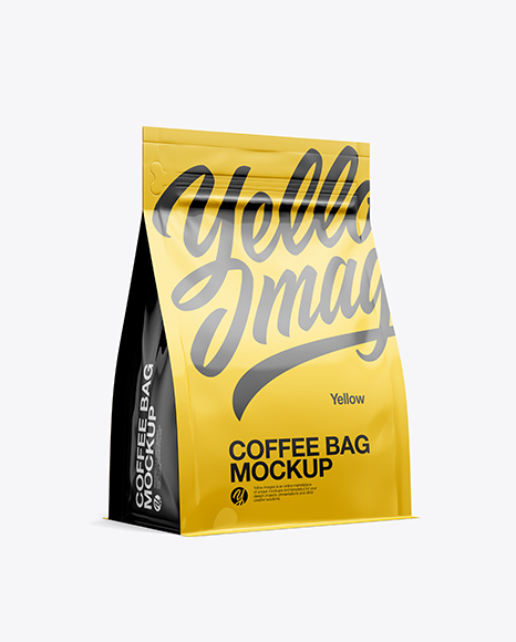 Glossy Coffee Bag Mockup - Half Side View