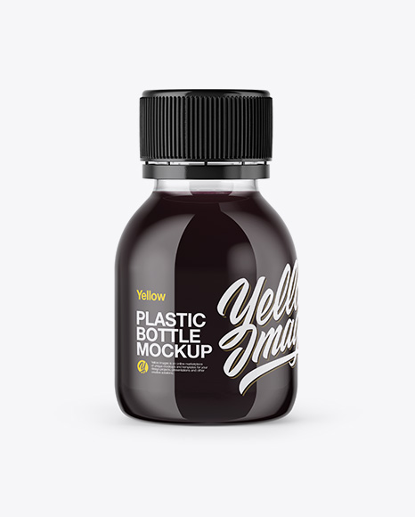 60ml Plastic Bottle with Dark Soft Drink Mockup