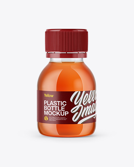 60ml Plastic Bottle with Orange Soft Drink Mockup