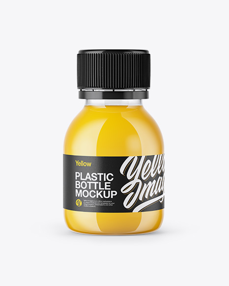60ml Plastic Bottle with Orange Juice Mockup