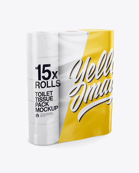 15x Toilet Tissue Pack Mockup - Half Side View