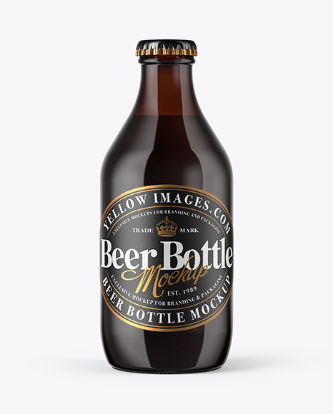 330ml Dark Amber Beer Bottle Mockup