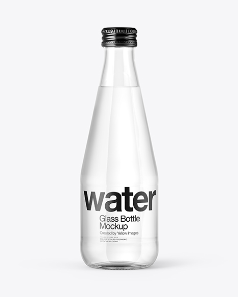 Clear Glass Water Bottle Mockup