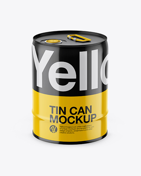 20L Tin Can with Closed Cap Mockup - Half Side View (High-Angle Shot)