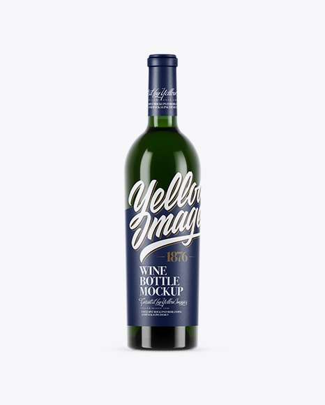 750ml Dark Green Glass Bottle With White Wine Mockup