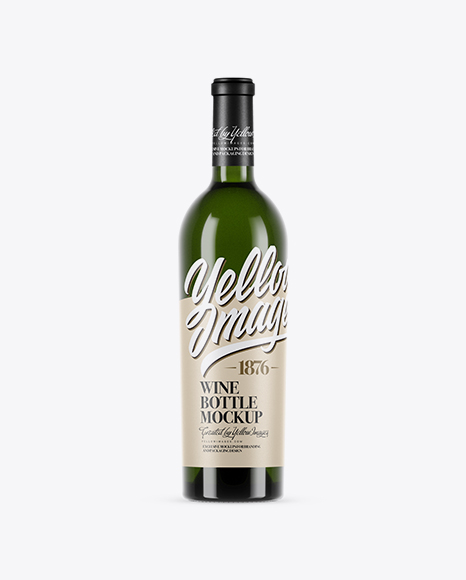 750ml Green Glass White Wine Bottle Mockup