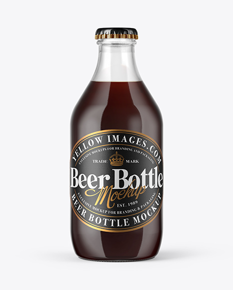 330ml Clear Glass Brown Ale Bottle Mockup