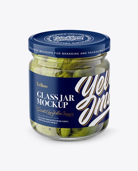 Glass Jar with Cucumbers Mockup - Front View (High Angle Shot)