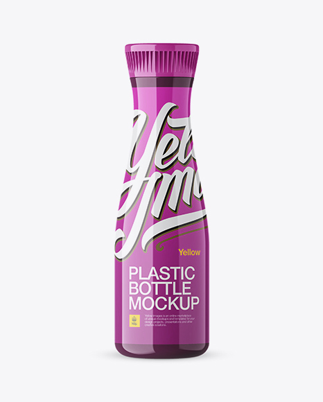 330ml Glossy Plastic Bottle Mockup - Front View