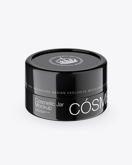 Glossy Cosmetic Jar Mockup (High-Angle Shot)