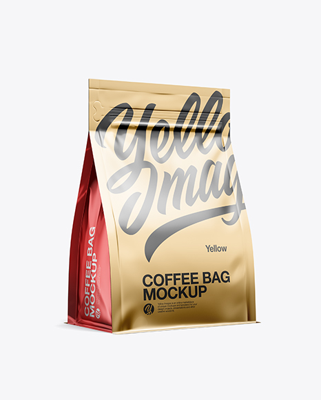 Metallic Coffee Bag Mockup - Half Side View