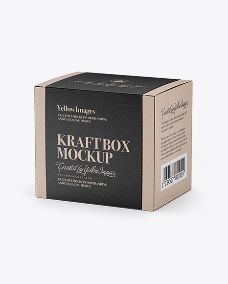 Kraft Box Mockup - Half Side View (High-Angle Shot)