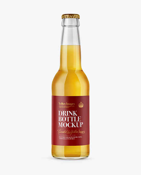 330ml Clear Glass Bottle with Lager Beer Mockup