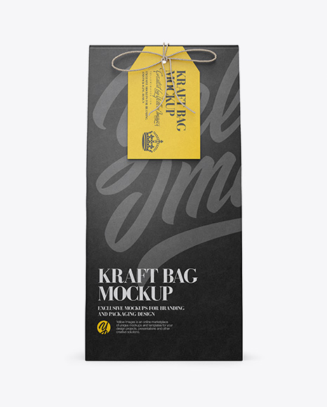 Kraft Paper Bag W/ Label Mockup - Front View