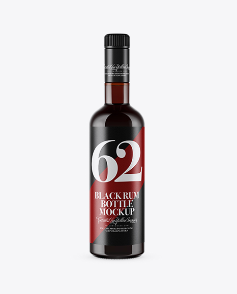 Amber Glass Black Rum Bottle Mockup