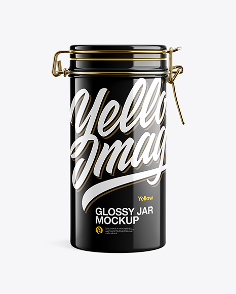 Glossy Storage Jar With Swing Top Mockup