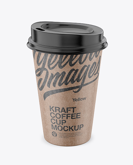 Kraft Coffee Cup Mockup – Front View (High Angle Shot)