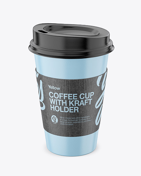 Coffee Cup With Kraft Holder – Front View (High Angle Shot)