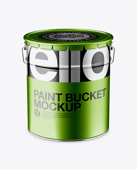 Metallic Paint Bucket Mockup - Front View (High-Angle Shot)